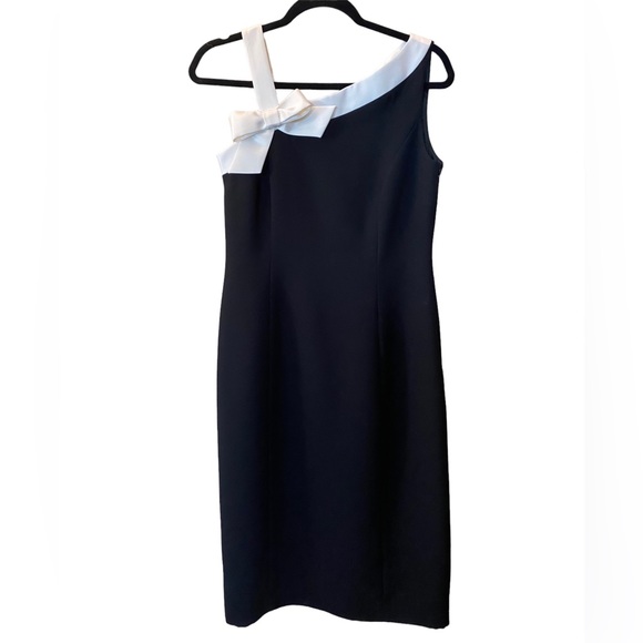 Talbots Black and White one shoulder Shift lined dress size M NWT - Picture 6 of 7